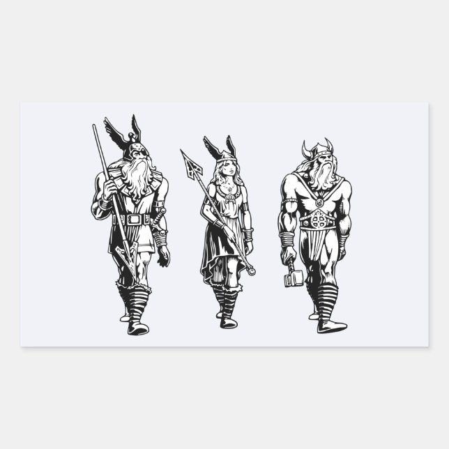 Sticker Rectangulaire Odin, Freyja et Thor (Devant)