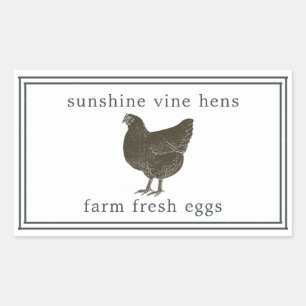 Sticker Rectangulaire Oeufs frais de la ferme Carton d'oeufs de poule vi