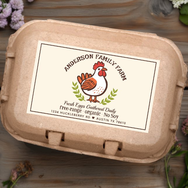 Sticker Rectangulaire Oeufs frais personnalisés Famille Agritourisme Pou (Créateur téléchargé)
