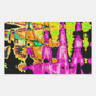 Sticker Rectangulaire Oeuvre d'aquarelle unique : violet, noir et chaux