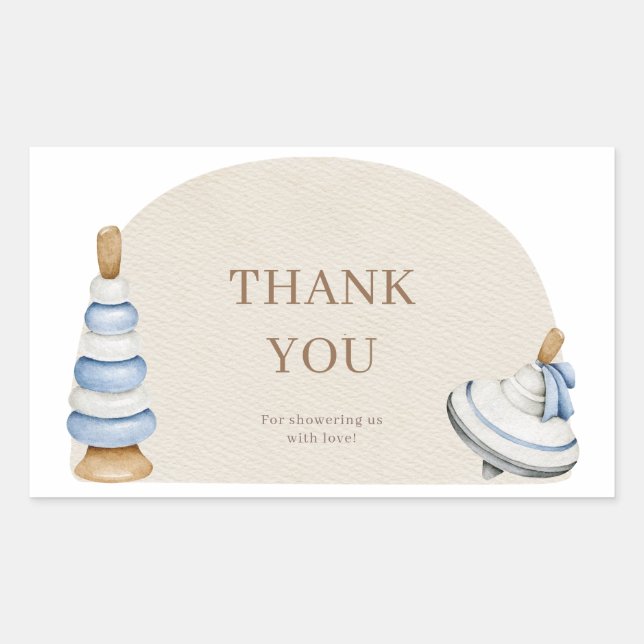 Sticker Rectangulaire Oh Baby BohoBoden Blocs Et Jouets Merci (Devant)