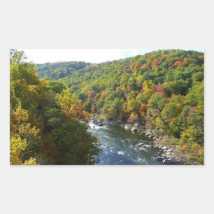 Sticker Rectangulaire Ohiopyle River à l'automne II Pennsylvanie Automne
