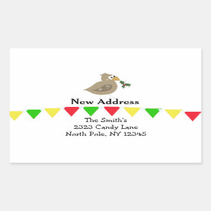 Sticker Rectangulaire Oiseau Fantaisiste Nouvelle Adresse