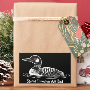 Sticker Rectangulaire Oiseau loup canadien stupide cadeau drôle Canada P