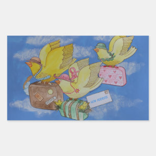 Sticker Rectangulaire Oiseaux en mouvement Nouveau Faire-part d'adresse