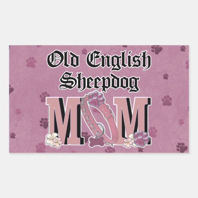 Sticker Rectangulaire Old English Sheepdog MOM (Devant)