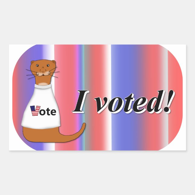 Sticker Rectangulaire "Oliver The Otter I Voted Sticker" on Background (Devant)