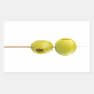 Sticker Rectangulaire Olives vertes laquées sur une brochette