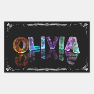 Sticker Rectangulaire Olivia - Le nom Olivia en lumières 3D (Photographi