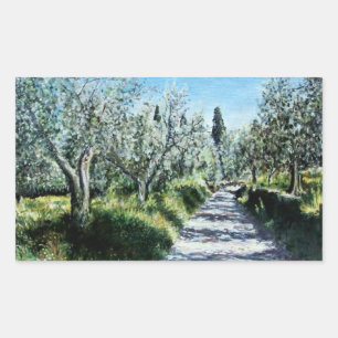 STICKER RECTANGULAIRE OLIVIERS EN TOSCANE