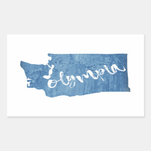 Sticker Rectangulaire Olympia Washington Wood Grain