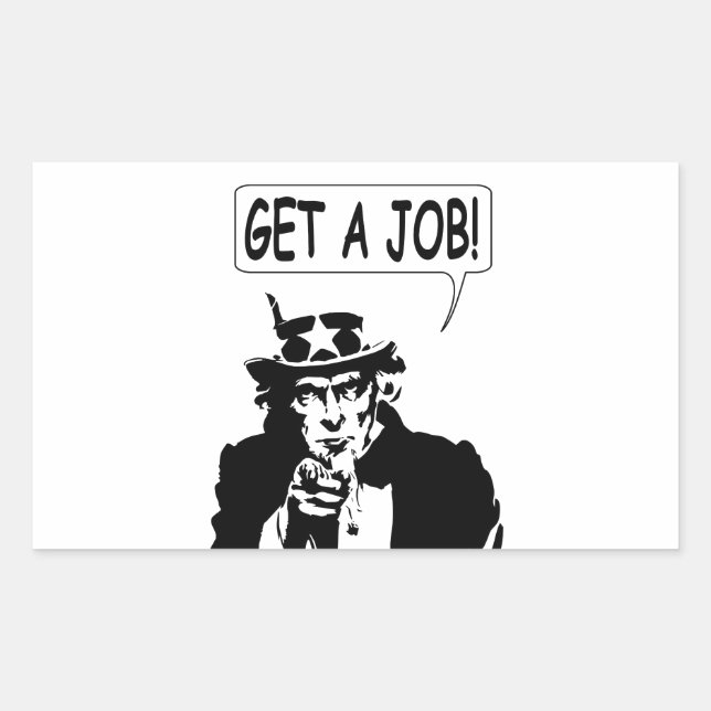 Sticker Rectangulaire Oncle Sam Obtient Un Emploi (Devant)