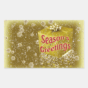 Sticker Rectangulaire Or de Noël de cadeaux des flocons de neige n
