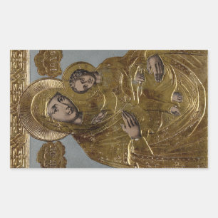 Sticker Rectangulaire Or Golden Elegant Mère Marie Bébé Jésus Christ