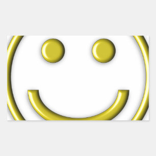 Sticker Rectangulaire Or Jaune souriant visage souriant Emoji drôle