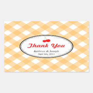 Sticker Rectangulaire Orange en vichy pays pique-nique rouge cerise mari