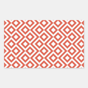 Sticker Rectangulaire Orange et méandre de blanc