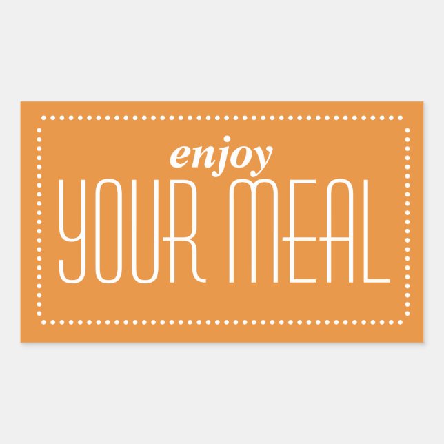 Sticker Rectangulaire Orange Savourez Votre Repas (Devant)