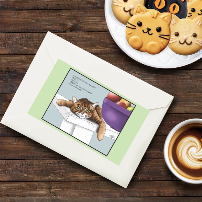 Sticker Rectangulaire Orange Tabby Cute Traitements (Créateur téléchargé)