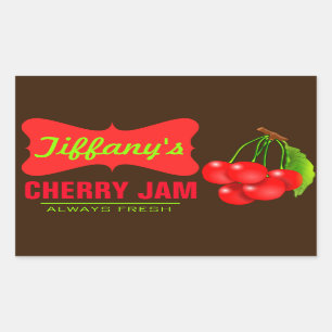Sticker Rectangulaire Organique Naturel   Jam cerise   Confitures artisa