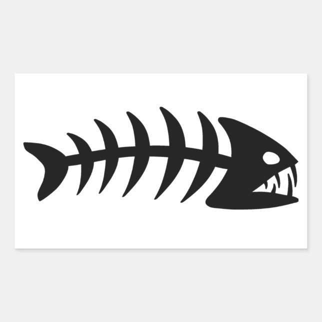 Sticker Rectangulaire Os de poisson de Piranha (Devant)