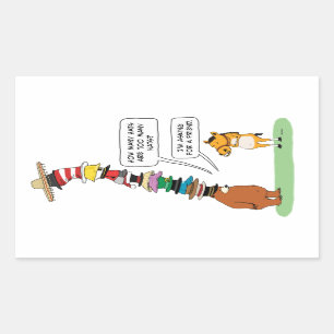 Sticker Rectangulaire Ours drôle utilisant beaucoup de casquettes