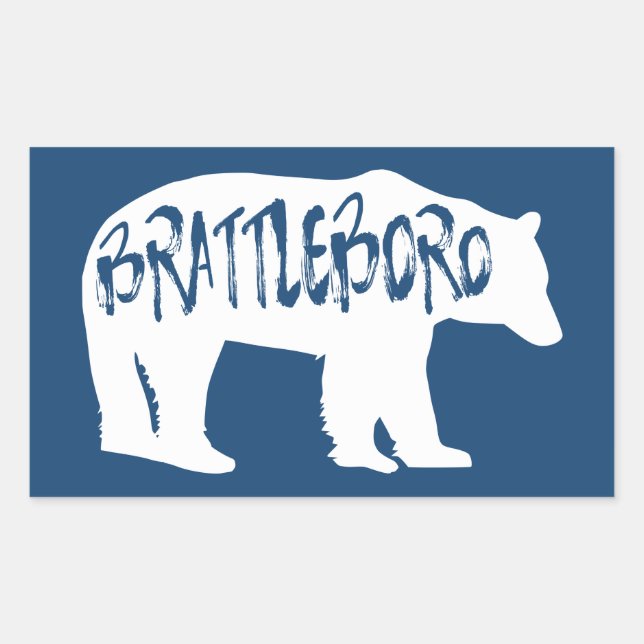 Sticker Rectangulaire Ours du Vermont Brattleboro (Devant)