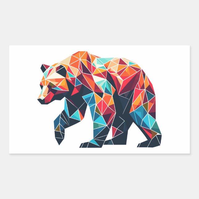 Sticker Rectangulaire Ours géométrique (Devant)