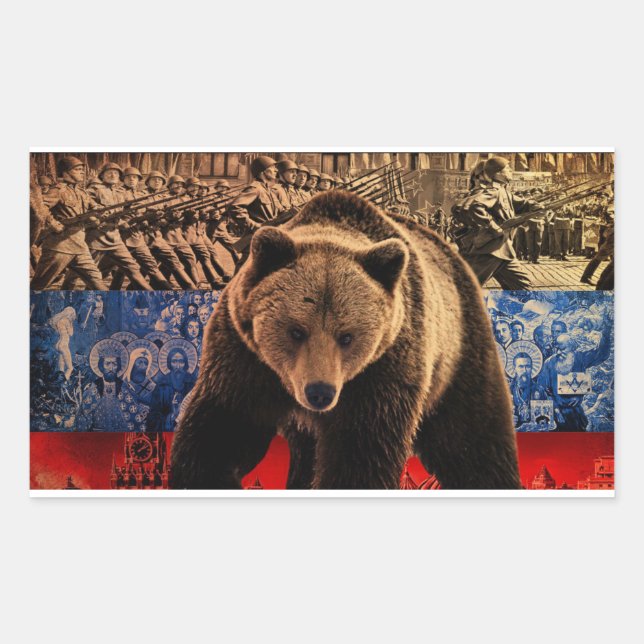 Sticker Rectangulaire Ours russe (Devant)