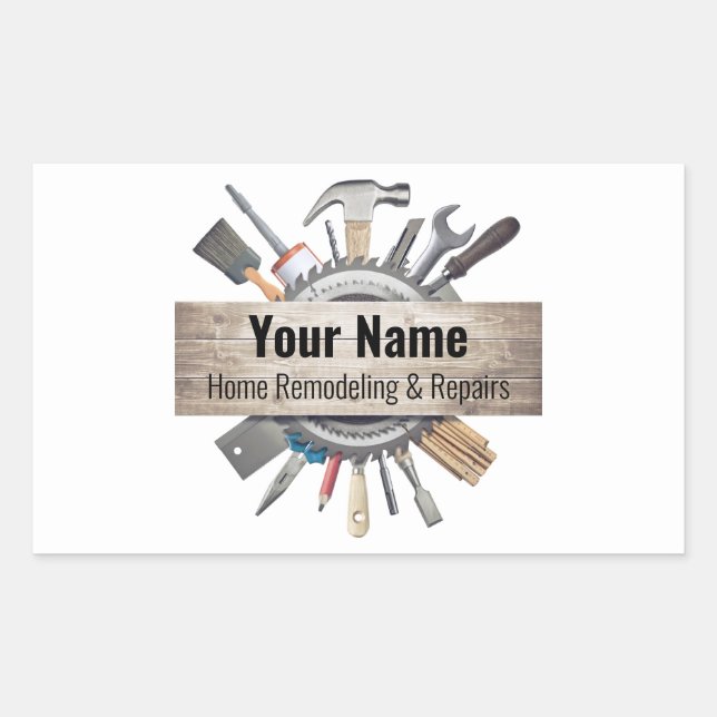 Sticker Rectangulaire Outils d'entrepreneur de bricolage personnalisable (Devant)