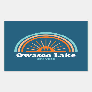 Sticker Rectangulaire Owasco Lake New York Rainbow