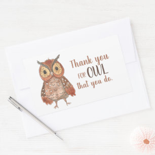Sticker Rectangulaire Owl Merci