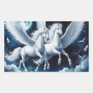 Sticker Rectangulaire Paire de Pegasus dans le ciel foncé