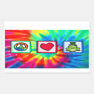 Sticker Rectangulaire Paix, Amour, Grenouille irlandaise