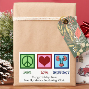 Sticker Rectangulaire Paix Amour Néphrologie Noël Néphrologiste