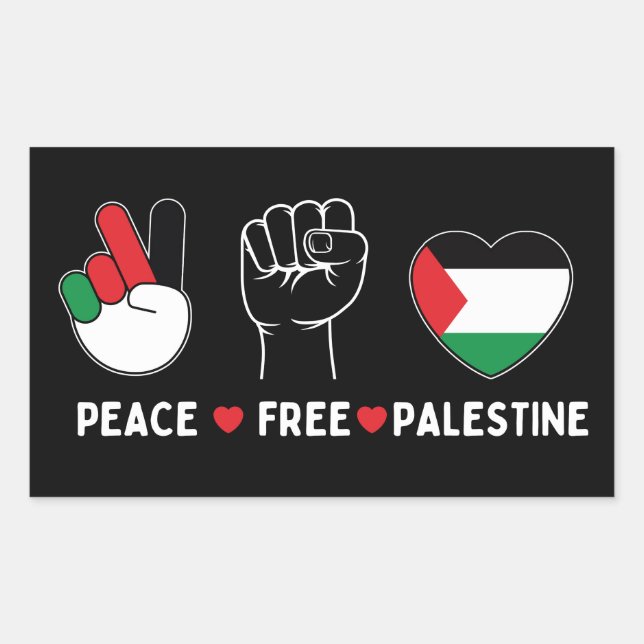 Sticker Rectangulaire paix amour palestine -liberté pour les palestinien (Devant)