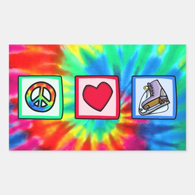 Sticker Rectangulaire Paix, Amour, Patinage sur glace (Devant)