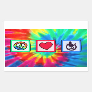 Sticker Rectangulaire Paix, Amour, Rodéo