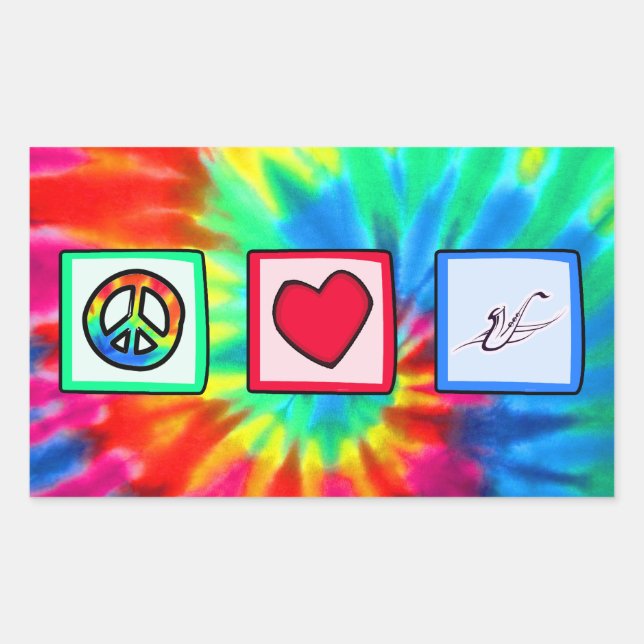 Sticker Rectangulaire Paix, Amour, Saxophones (Devant)