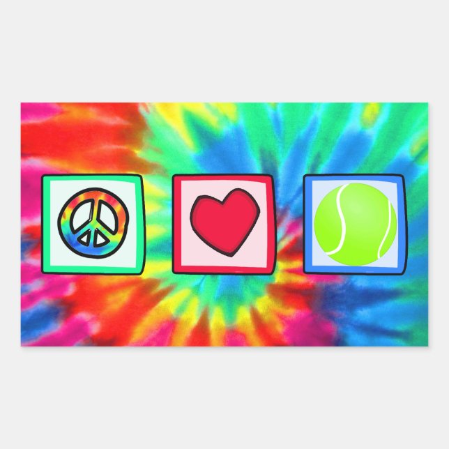 Sticker Rectangulaire Paix, amour, tennis (Devant)
