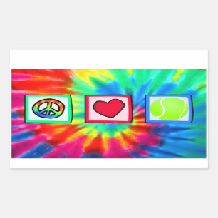 Sticker Rectangulaire Paix, amour, tennis