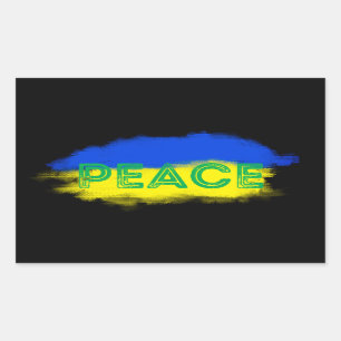 Sticker Rectangulaire PAIX pour l'Ukraine Pavillon ukrainien anti-guerre
