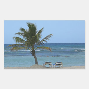 Sticker Rectangulaire Palmier sur la plage