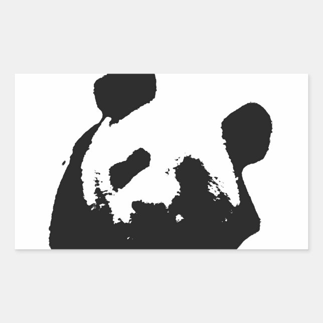 Sticker Rectangulaire Panda d'art noir blanc (Devant)