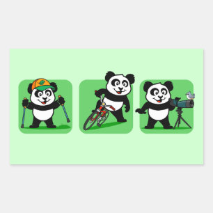 Sticker Rectangulaire Pandas extérieurs