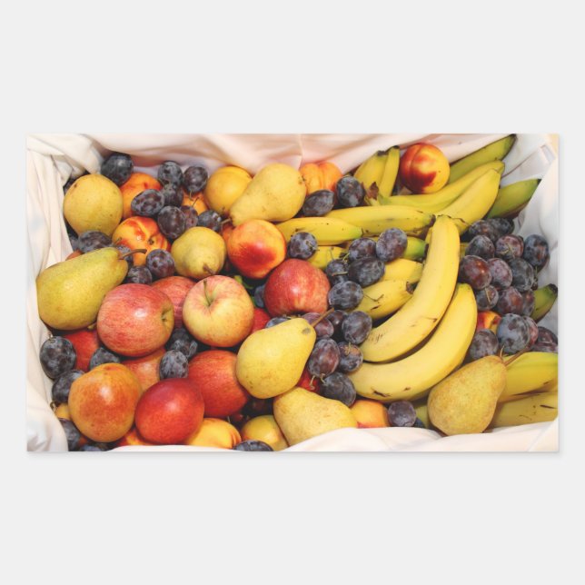 Sticker Rectangulaire Panier complètement des fruits (Devant)