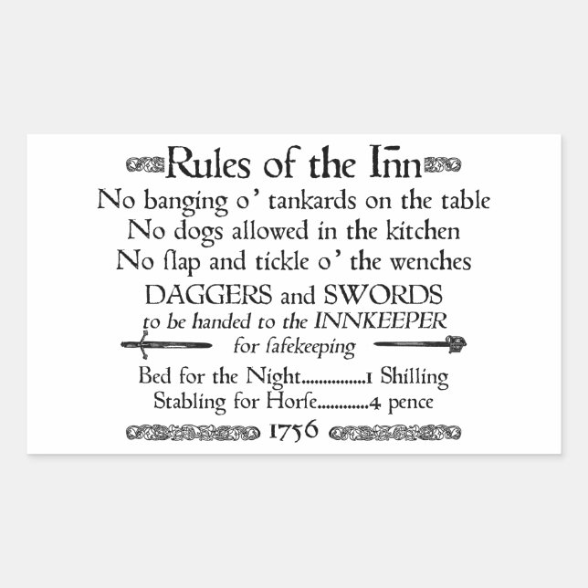 Sticker Rectangulaire Panneau d'auberge du XVIIIe siècle (Devant)