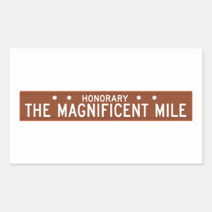 Sticker Rectangulaire Panneau de la rue IL, Chicago, Magnifique Mile