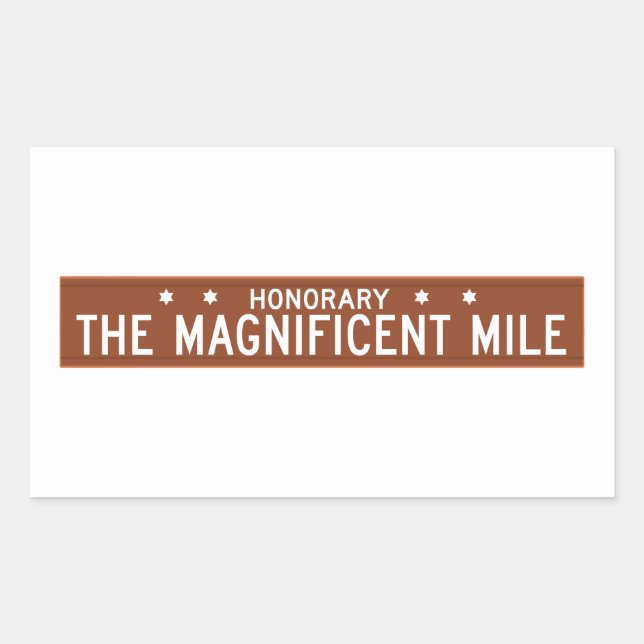 Sticker Rectangulaire Panneau de la rue IL, Chicago, Magnifique Mile (Devant)
