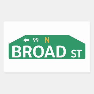 Sticker Rectangulaire Panneau de rue Broad Street, Philadelphie, PA